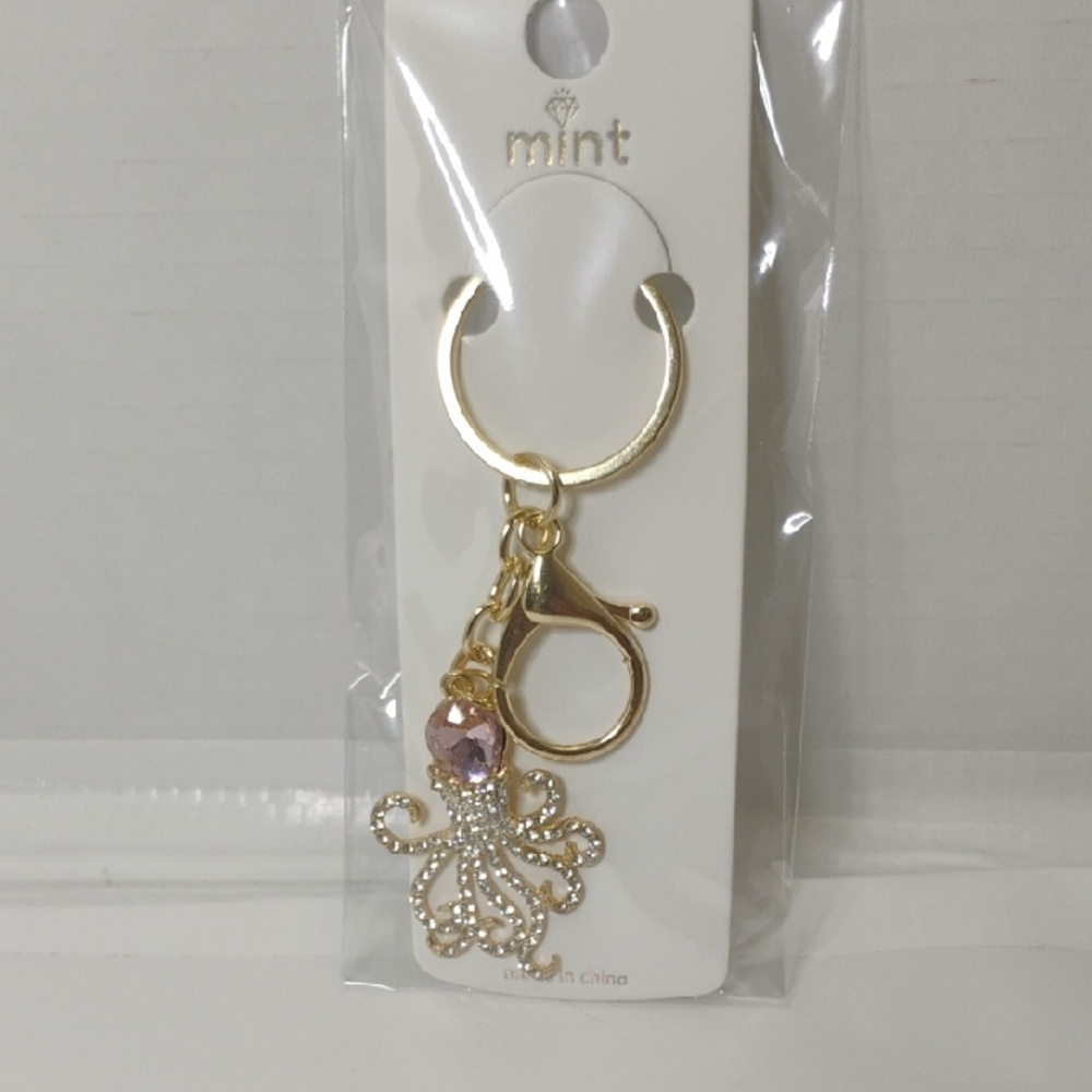 Mint Pink Octopus Crystal Key Holder